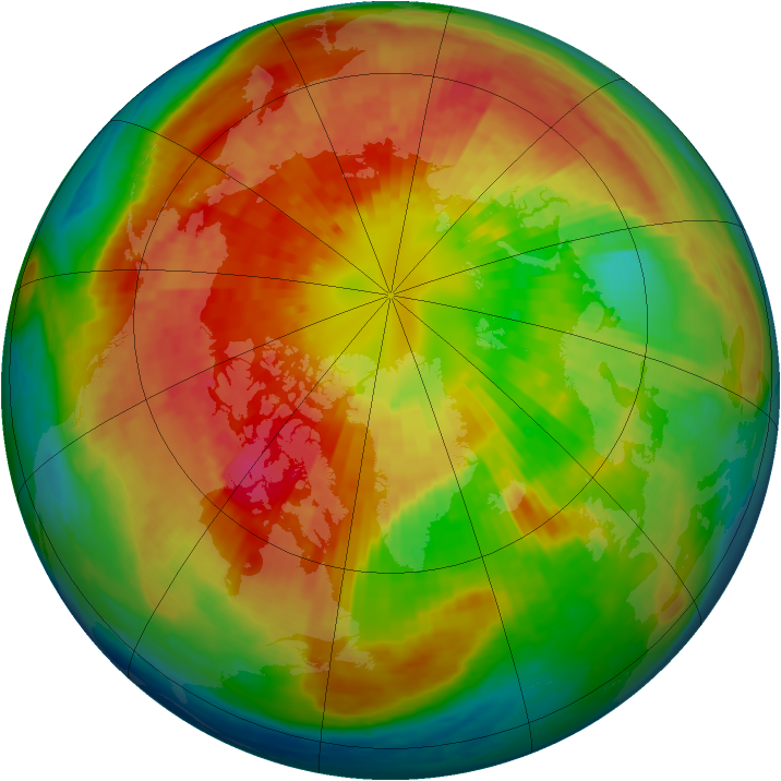 Arctic ozone map for 14 March 2004